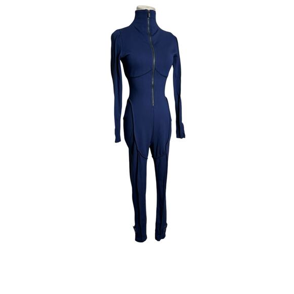 BBXBRAND blue skin piped long sleeves fitted catsuit size Small - Picture 14 of 15